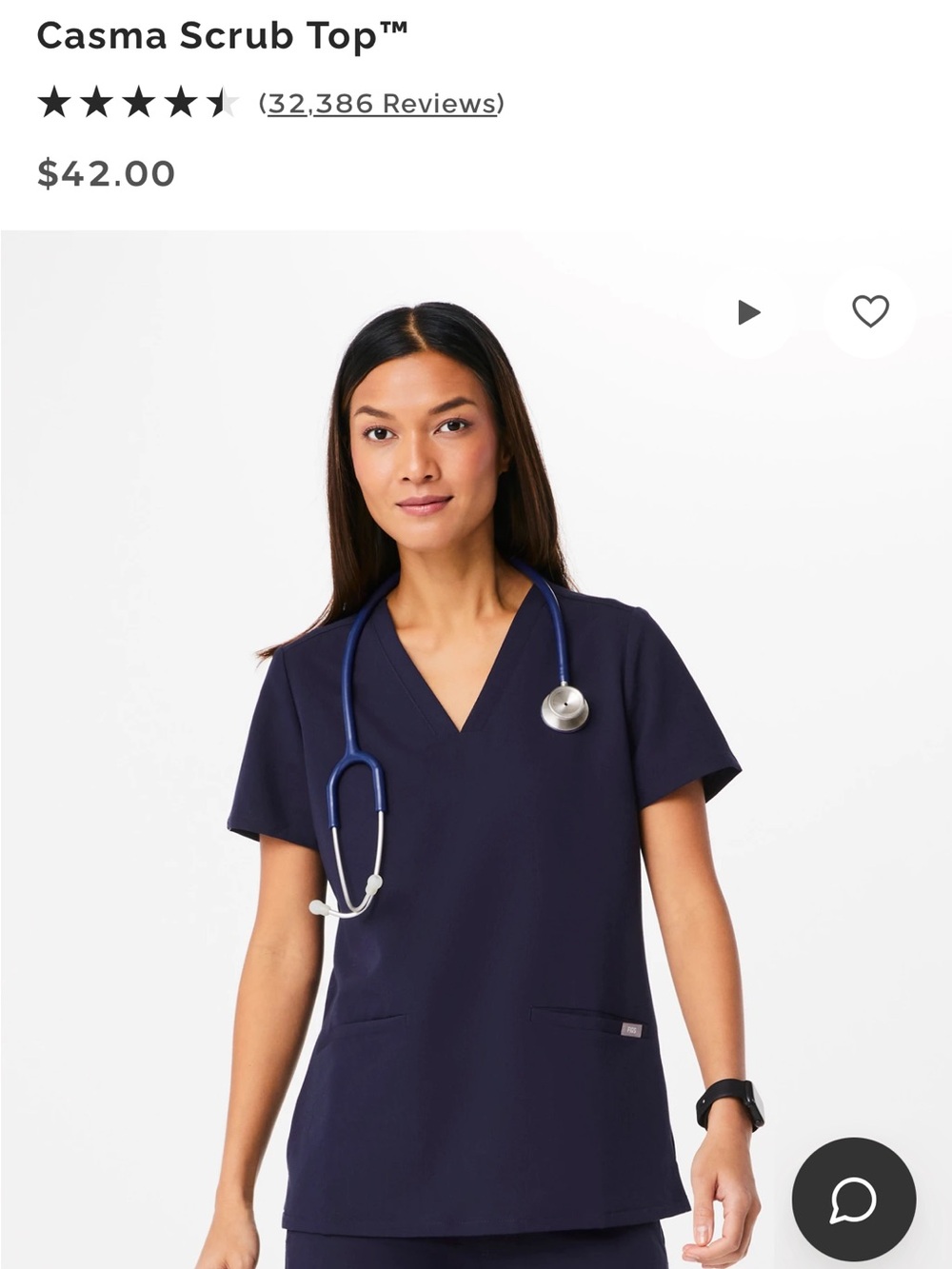 Figs Casma Scrub Top in Navy